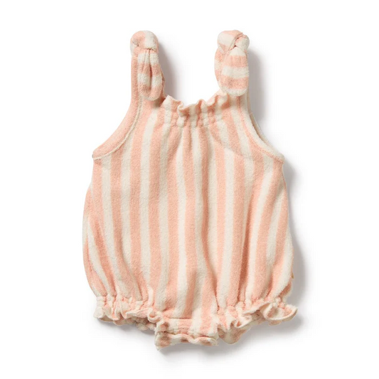 Strawberry Wave Terry Tie Playsuit [sz:0-3 Months]