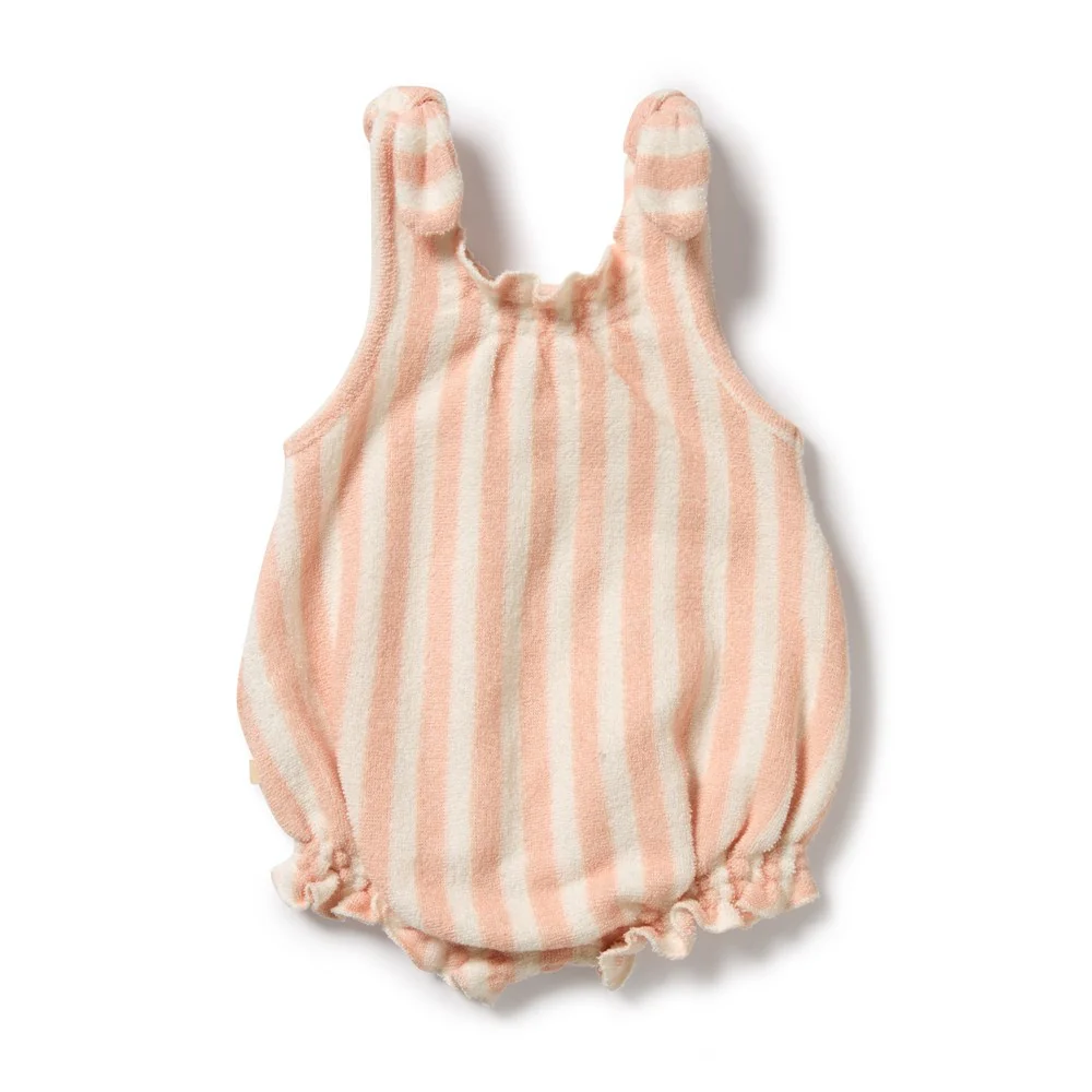 Strawberry Wave Terry Tie Playsuit [sz:0-3 Months]