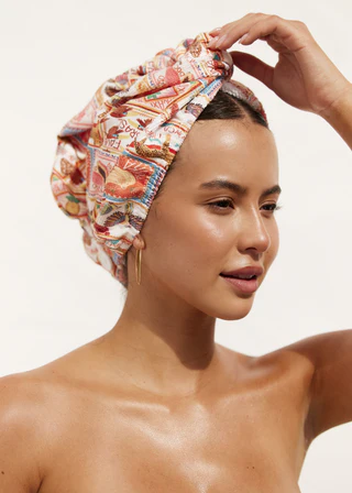 Hair Towel Wrap - Papaya Postcard