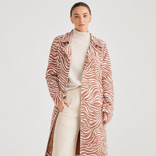 Safari Trench Coat Tan Zebra