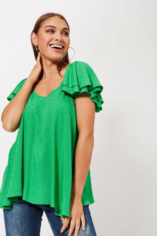 Zanzibar Frill Top Key Lime L/xl