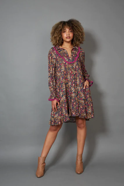 Milli Smock Dress Black Ditsy