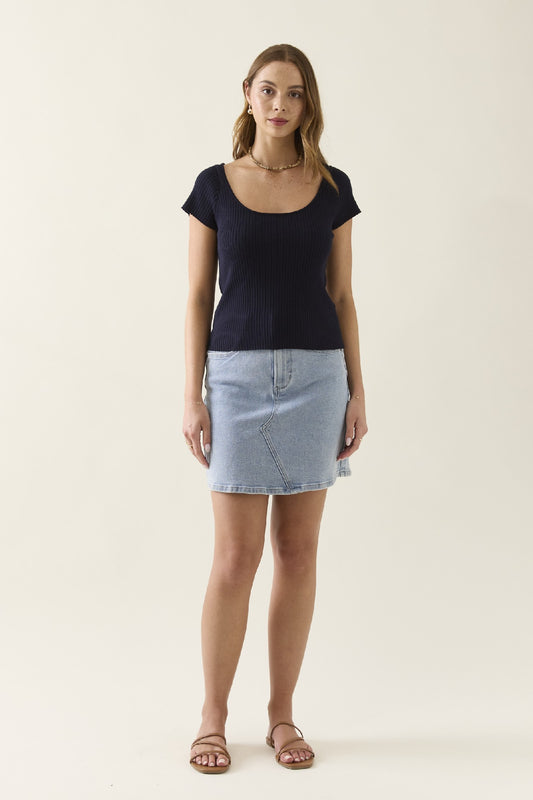 Adele Knit Tshirt Navy [sz:extra Small]