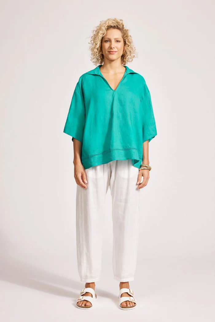 Miramar Collared Top  Lagoon [sz:small]