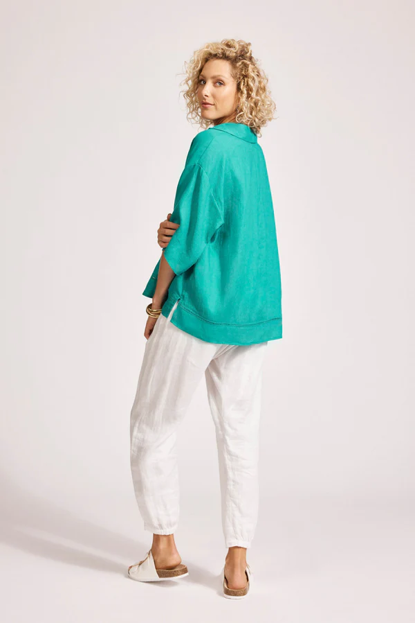 Miramar Collared Top  Lagoon [sz:small]
