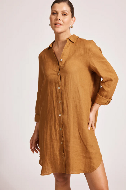 Miramar Shirt Dress Caramel [sz:small]
