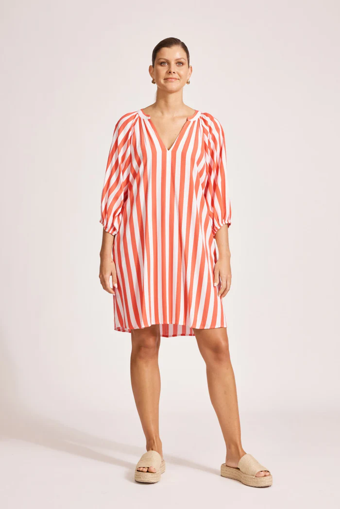 Treville Stripe Dress Coral [sz:small]