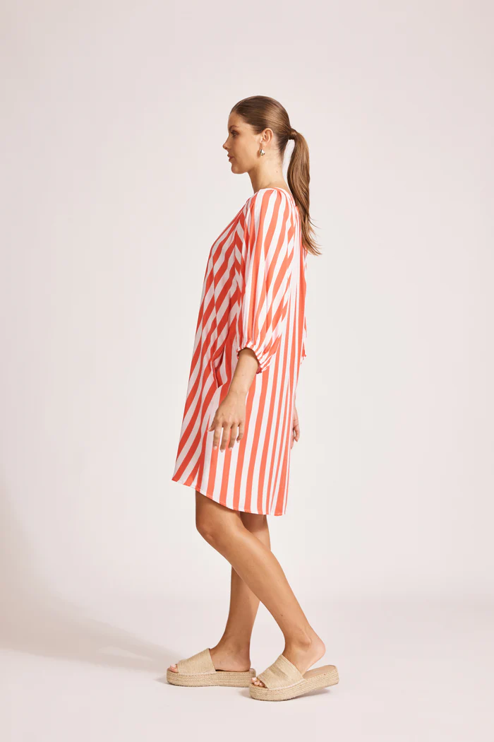 Treville Stripe Dress Coral [sz:small]