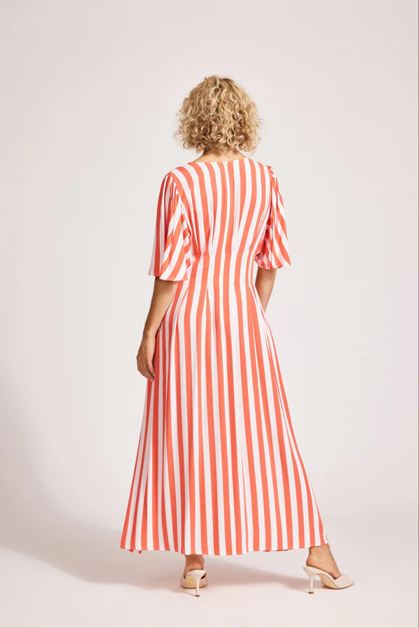 Treville Stripe Maxi Dress Coral [sz:small]