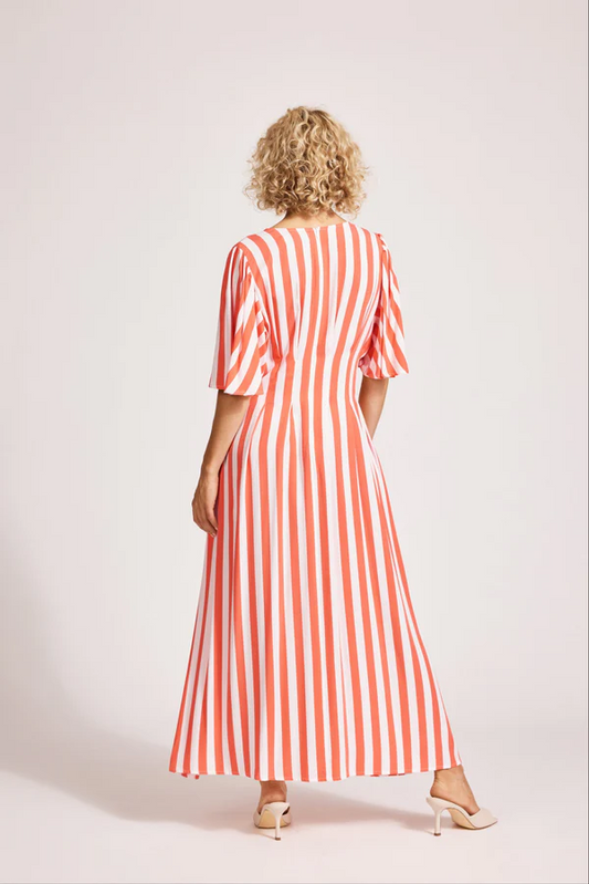 Treville Stripe Maxi Dress Coral [sz:small]