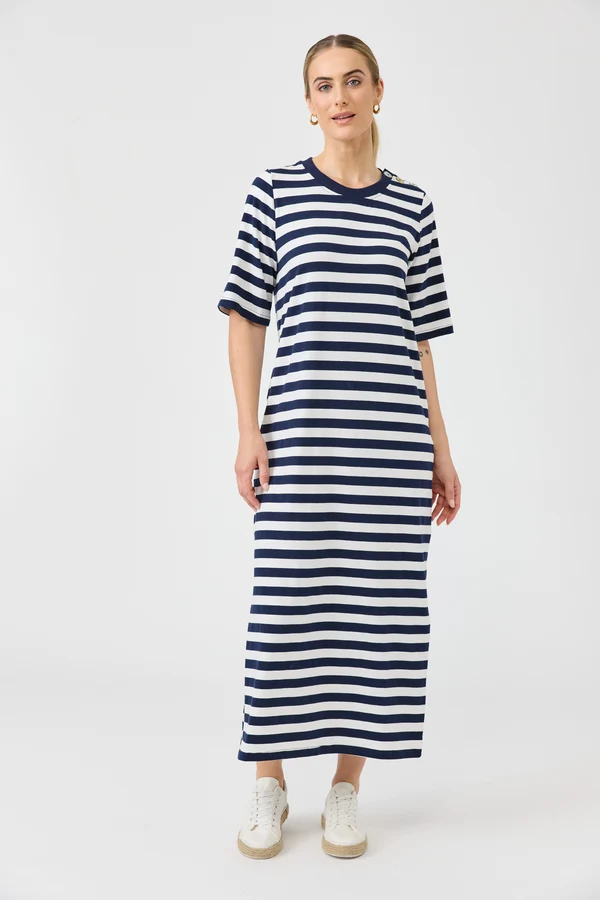Studio Stripe Tshirt Dress Indigo [sz:small]