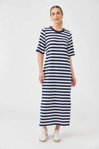 Studio Stripe Tshirt Dress Indigo [sz:small]
