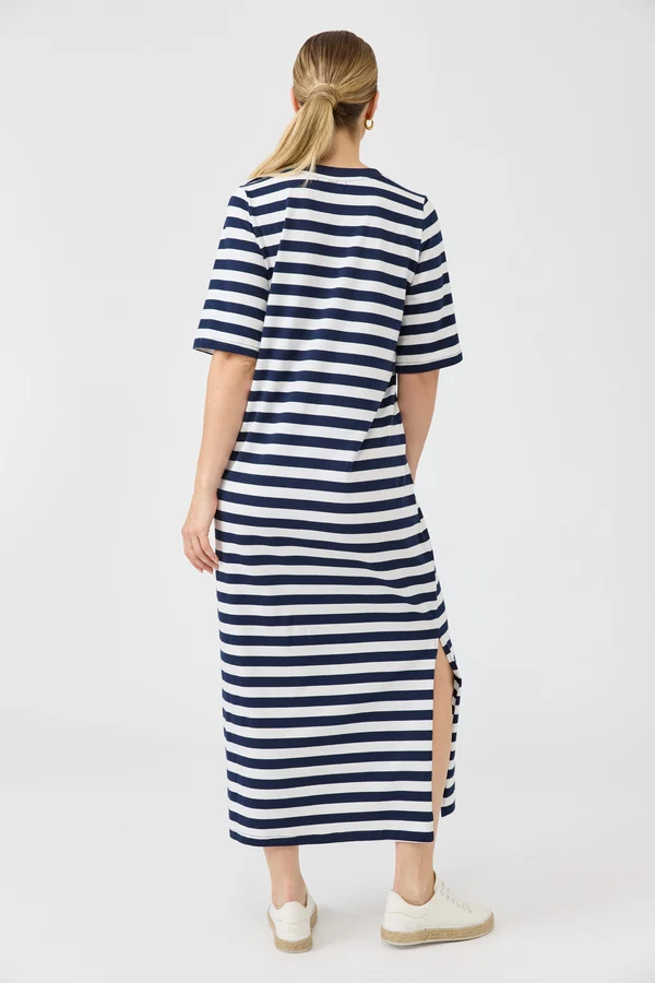 Studio Stripe Tshirt Dress Indigo [sz:small]