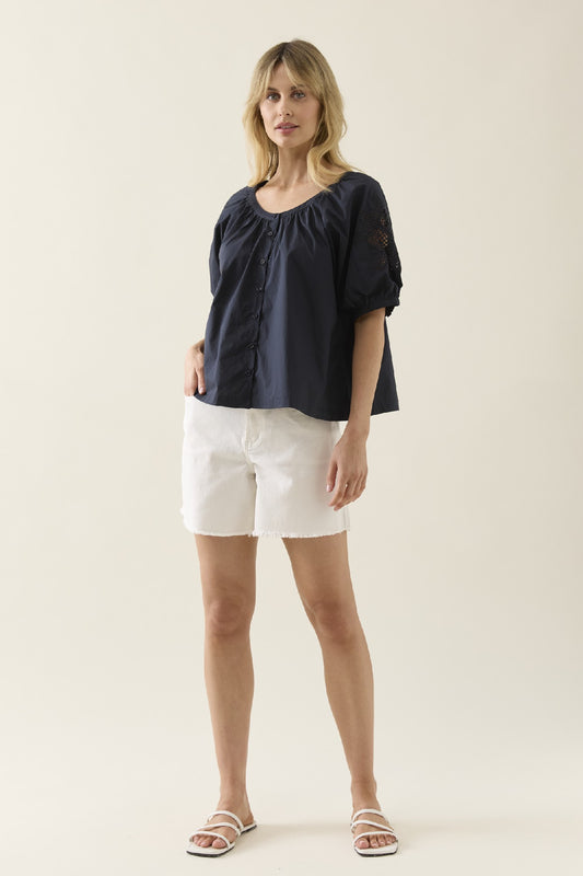 Nilsa Button Top Navy [sz:small]