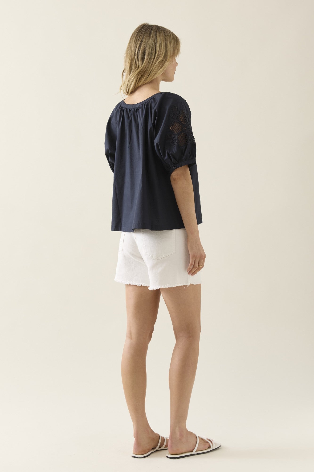 Nilsa Button Top Navy [sz:small]