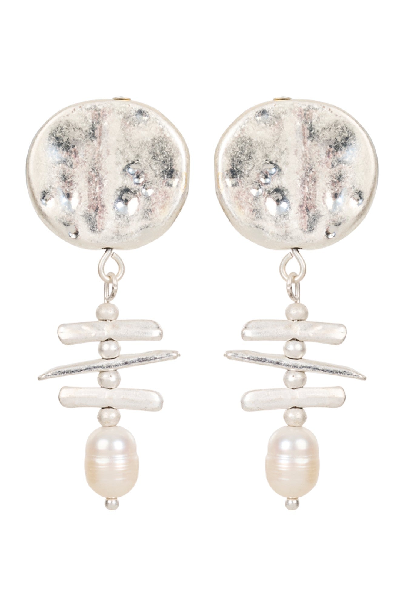 Esther Drop Earring - Silver Pearl
