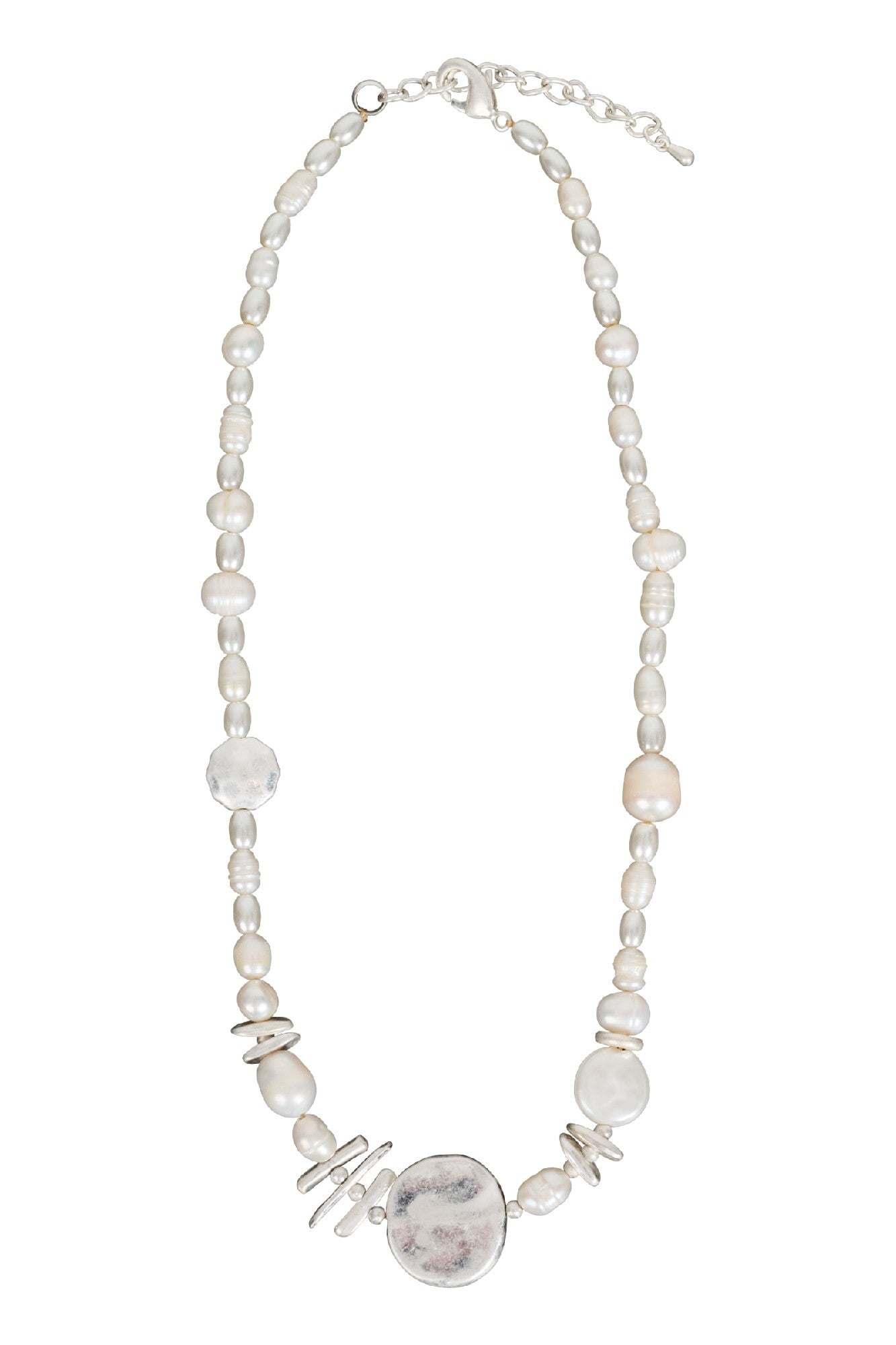 Esther Necklace - Silver Pearl