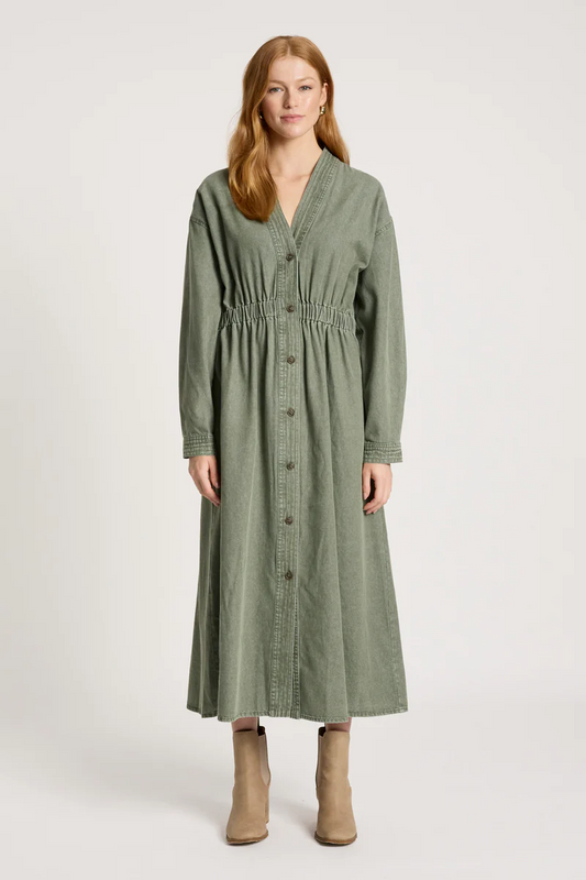 Bodhi Denim Dress Olive [sz:small]