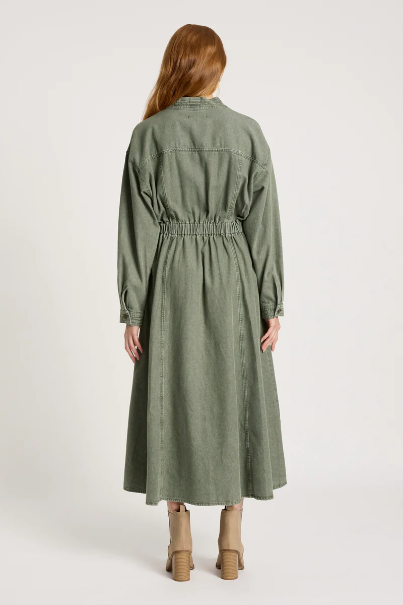 Bodhi Denim Dress Olive [sz:small]
