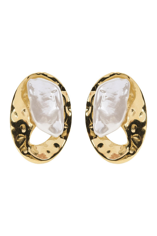 San Earring - Gold Pearl