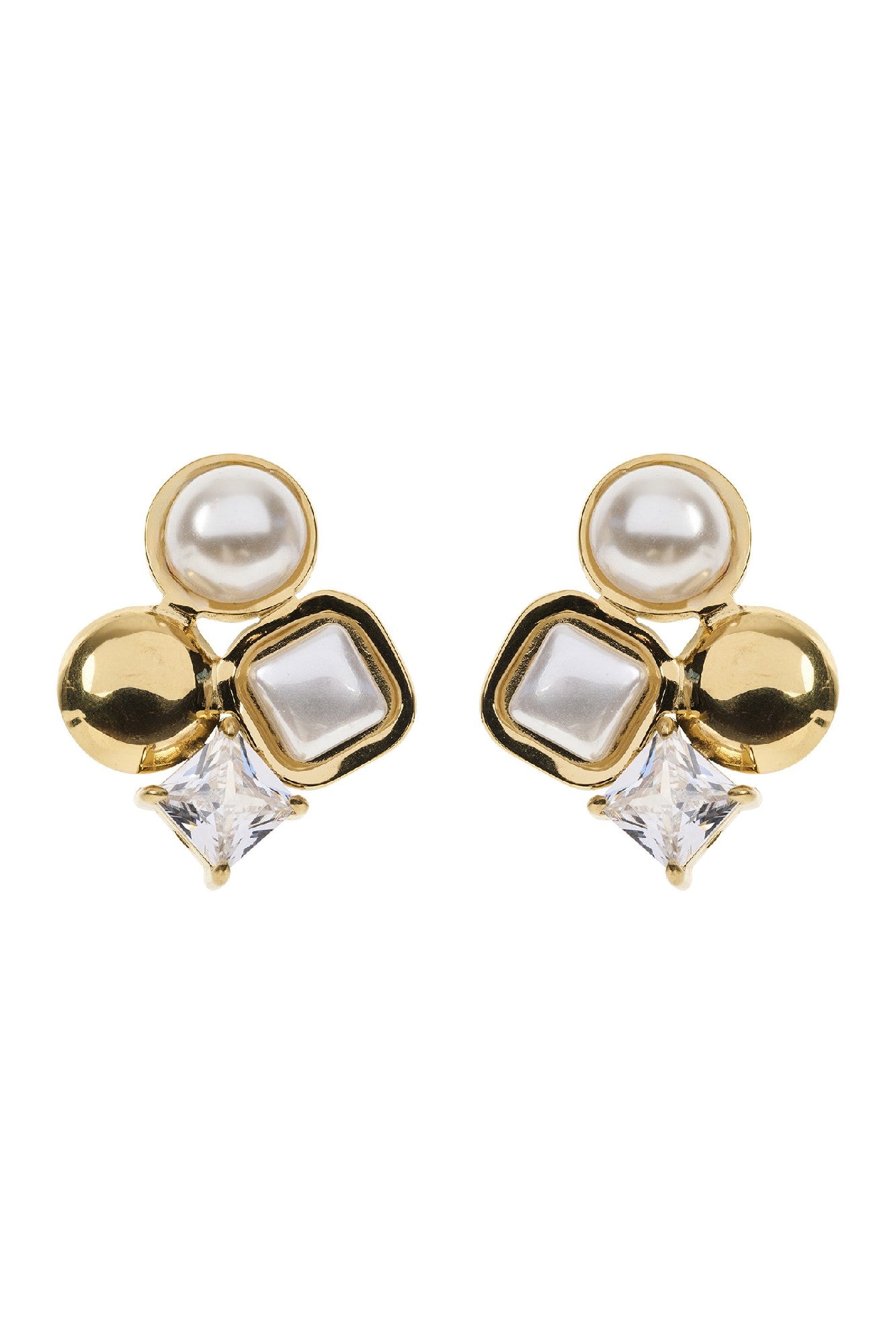San Pearl Earring - Pearl / Diamante