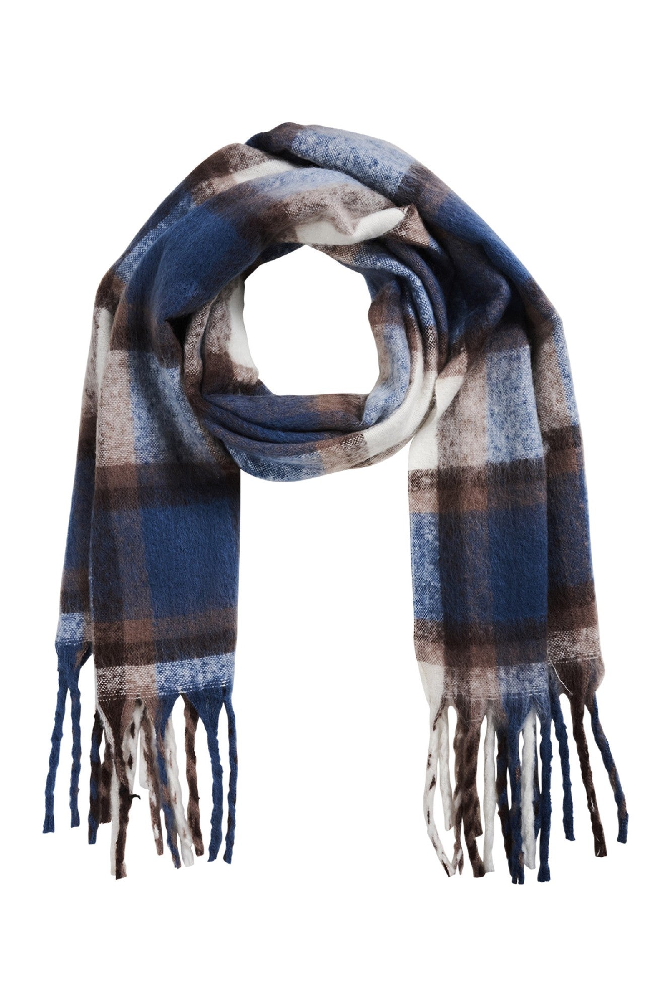 Sloane Check Scarf - Navy