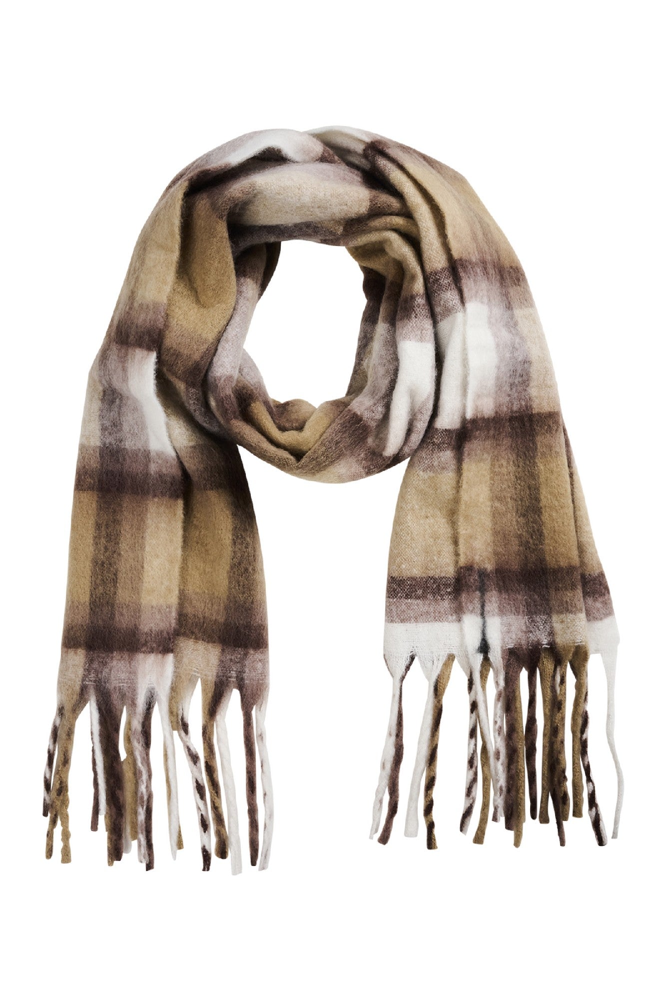 Sloane Check Scarf - Stone