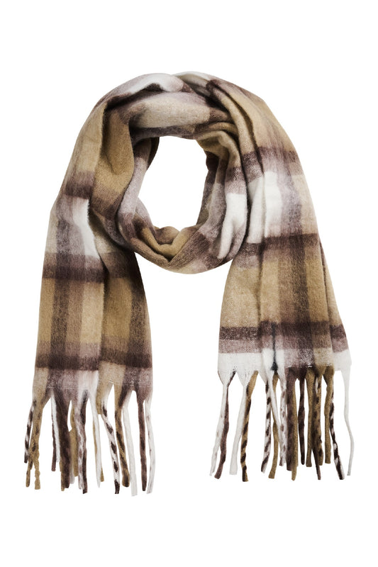 Sloane Check Scarf - Stone