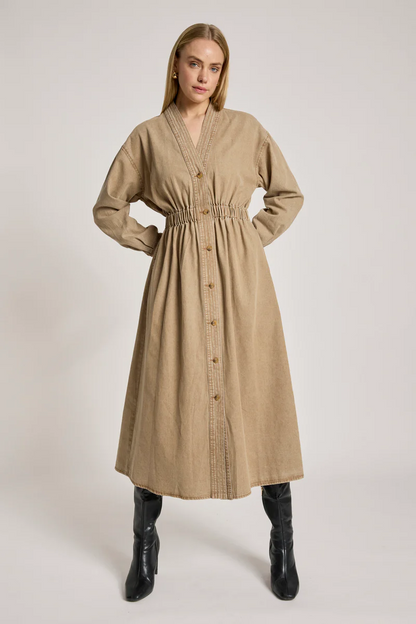 Bodhi Denim Dress Fawn [sz:small]