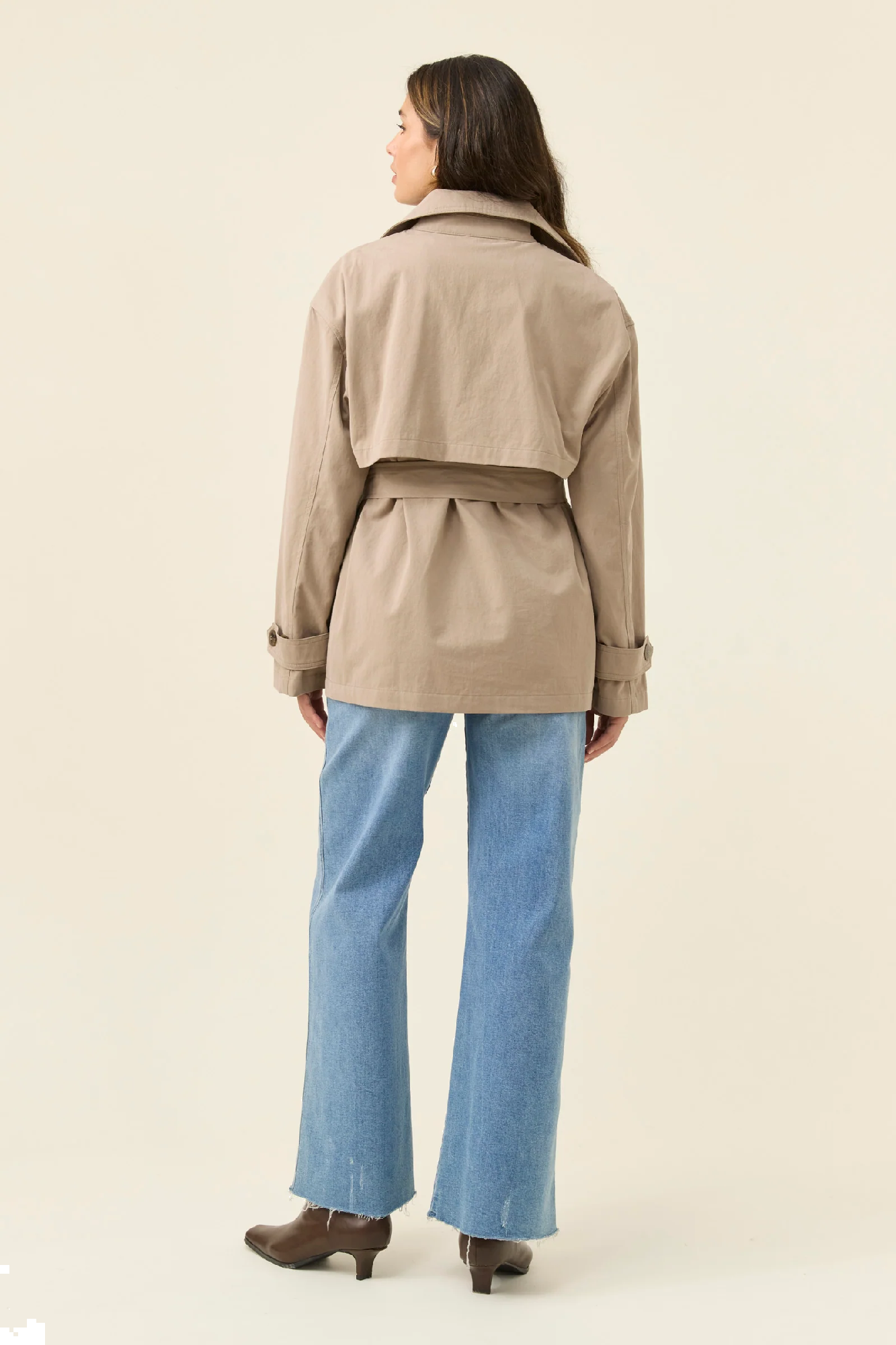 Farida Cropped Trench Stone [sz:small]