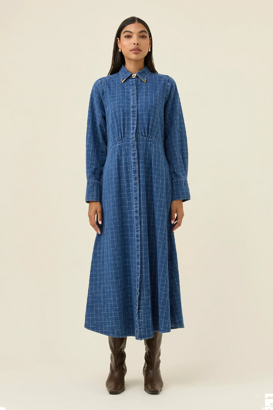 Sloane Denim Maxi Dress Check [sz:small]