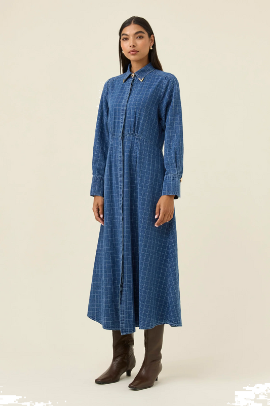 Sloane Denim Maxi Dress Check [sz:small]