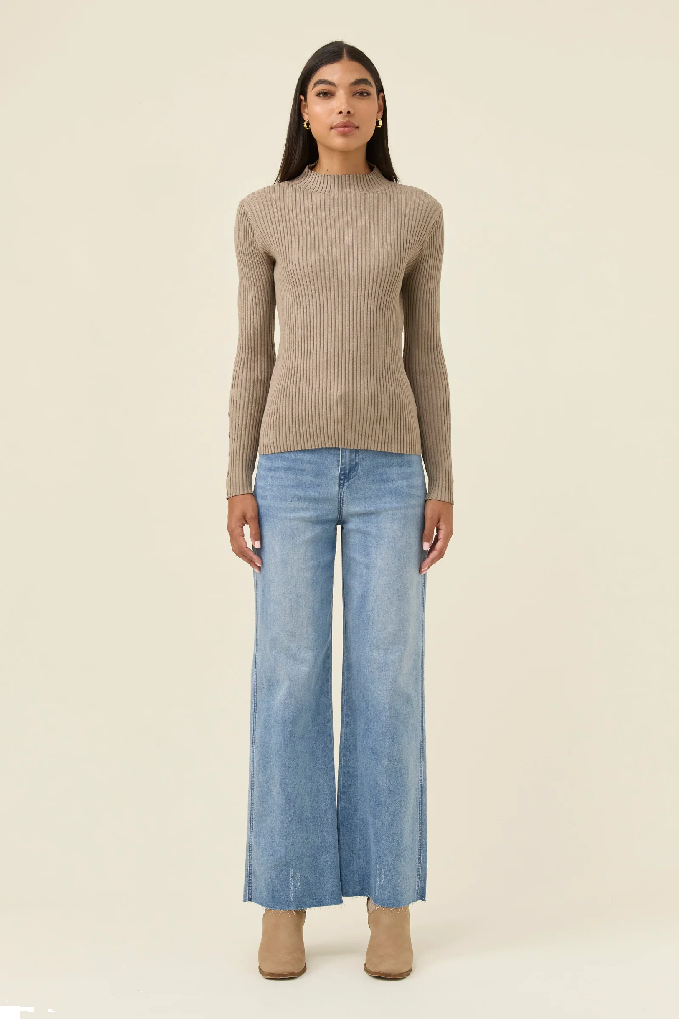 Juno Knit Top Stone [sz:small]