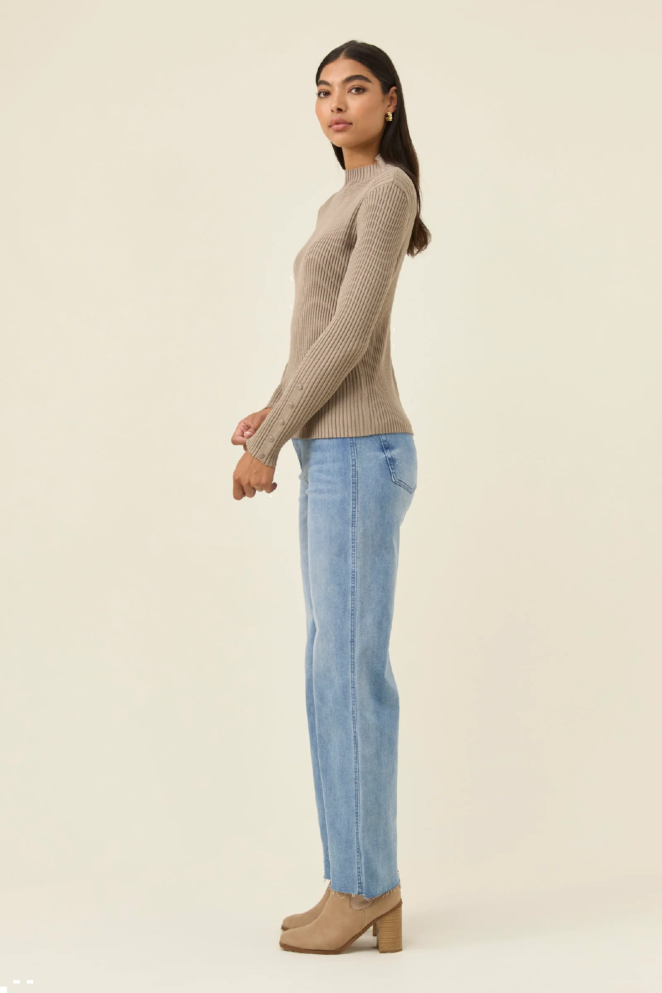 Juno Knit Top Stone [sz:small]