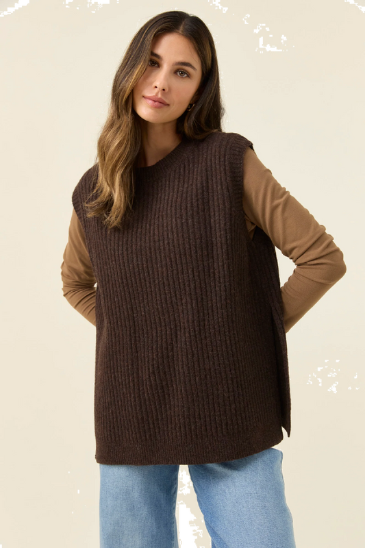Miru Crew Knit Vest Chocolate [sz:small]