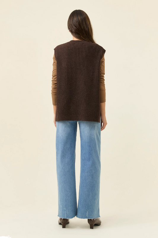 Miru Crew Knit Vest Chocolate [sz:small]