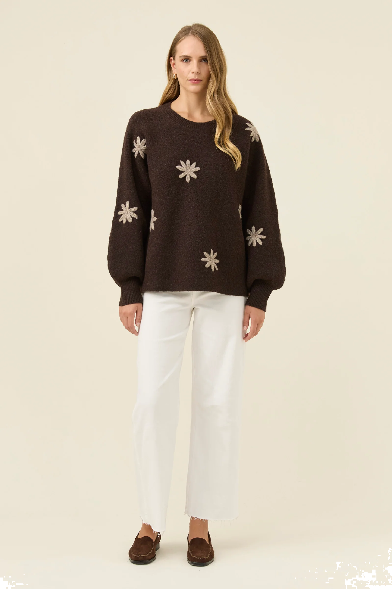 Miru Stitch Flower Jumper Chocolate [sz:small]