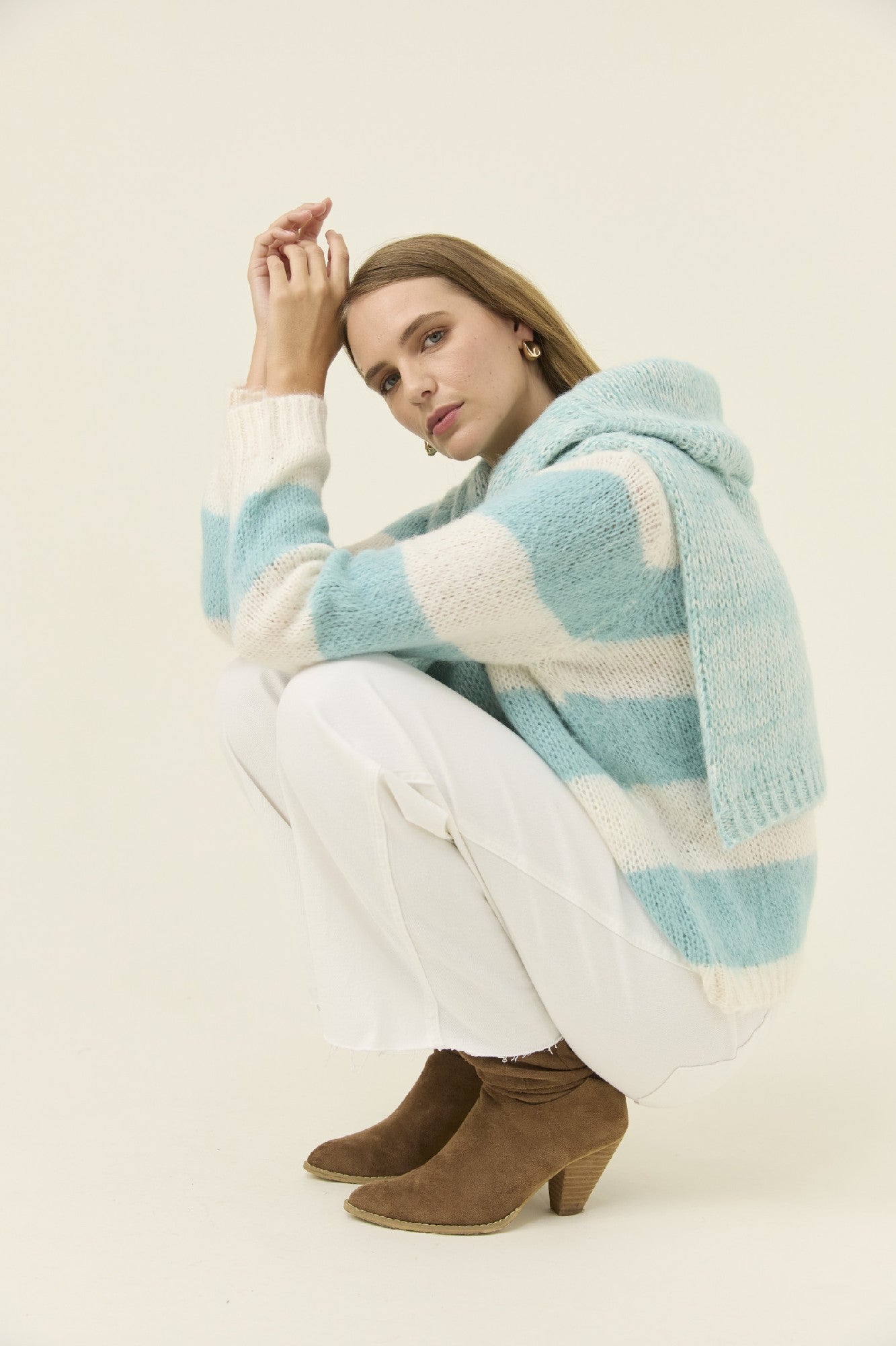 Pallas Stripe Jumper Stone [sz:extra Small]