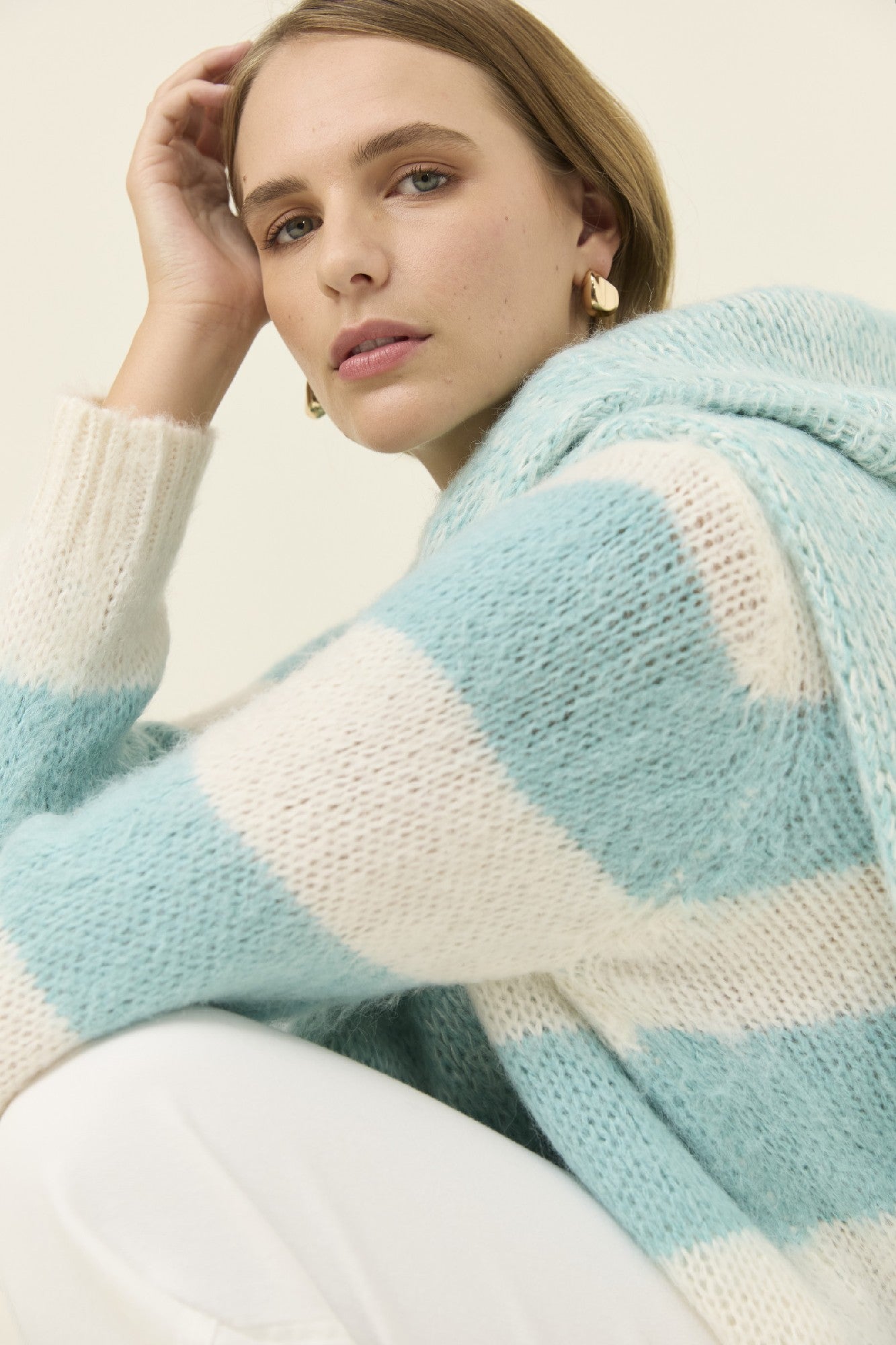 Pallas Stripe Jumper Stone [sz:extra Small]
