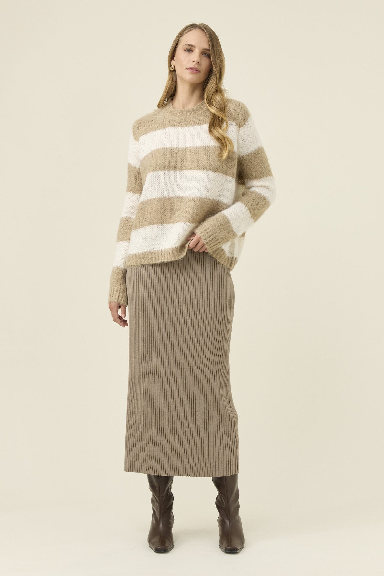Pallas Stripe Jumper Stone [sz:extra Small]