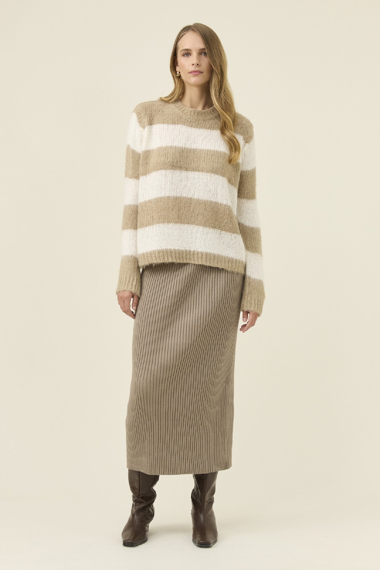 Pallas Stripe Jumper Stone [sz:extra Small]