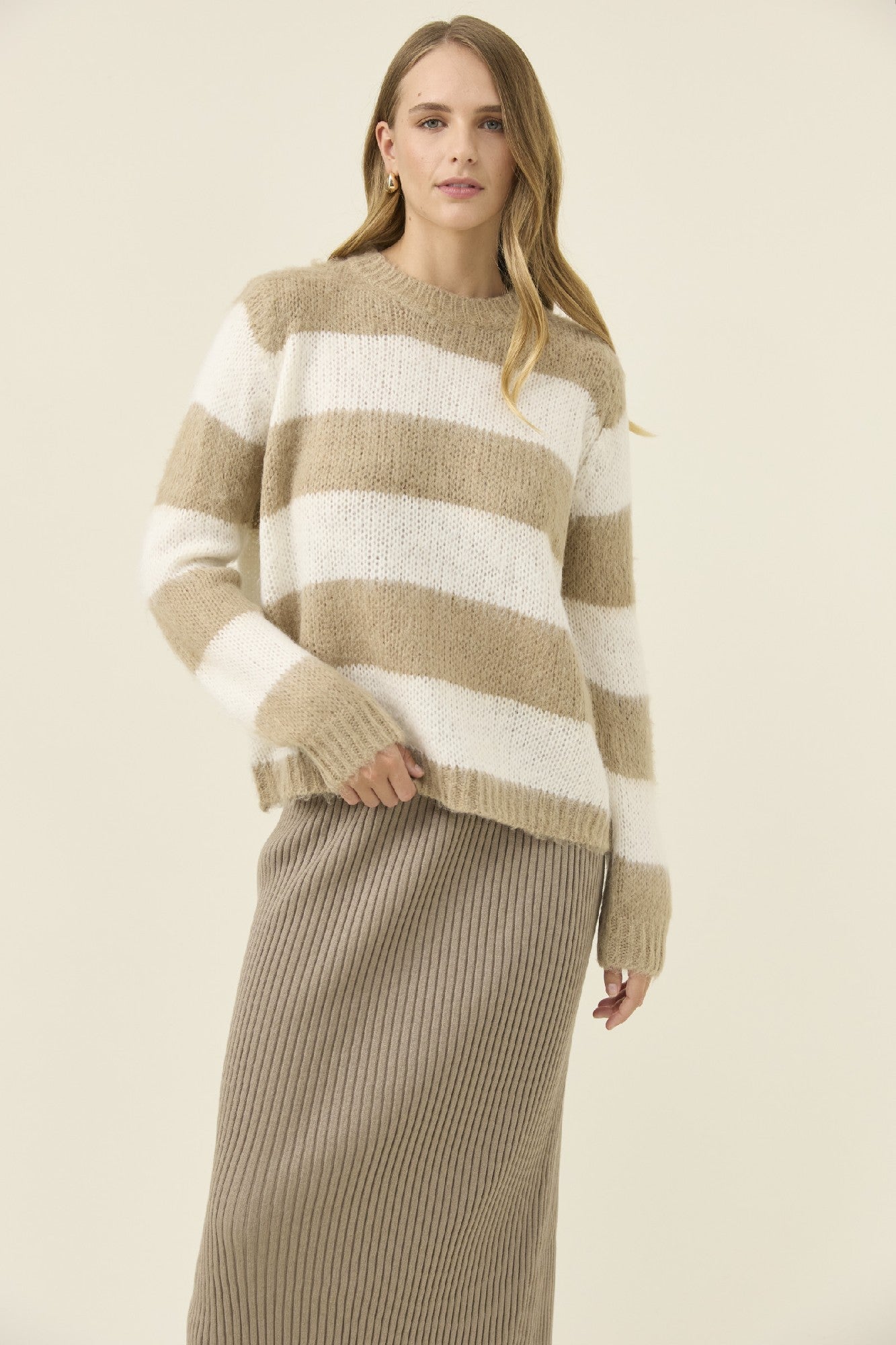 Pallas Stripe Jumper Stone [sz:extra Small]