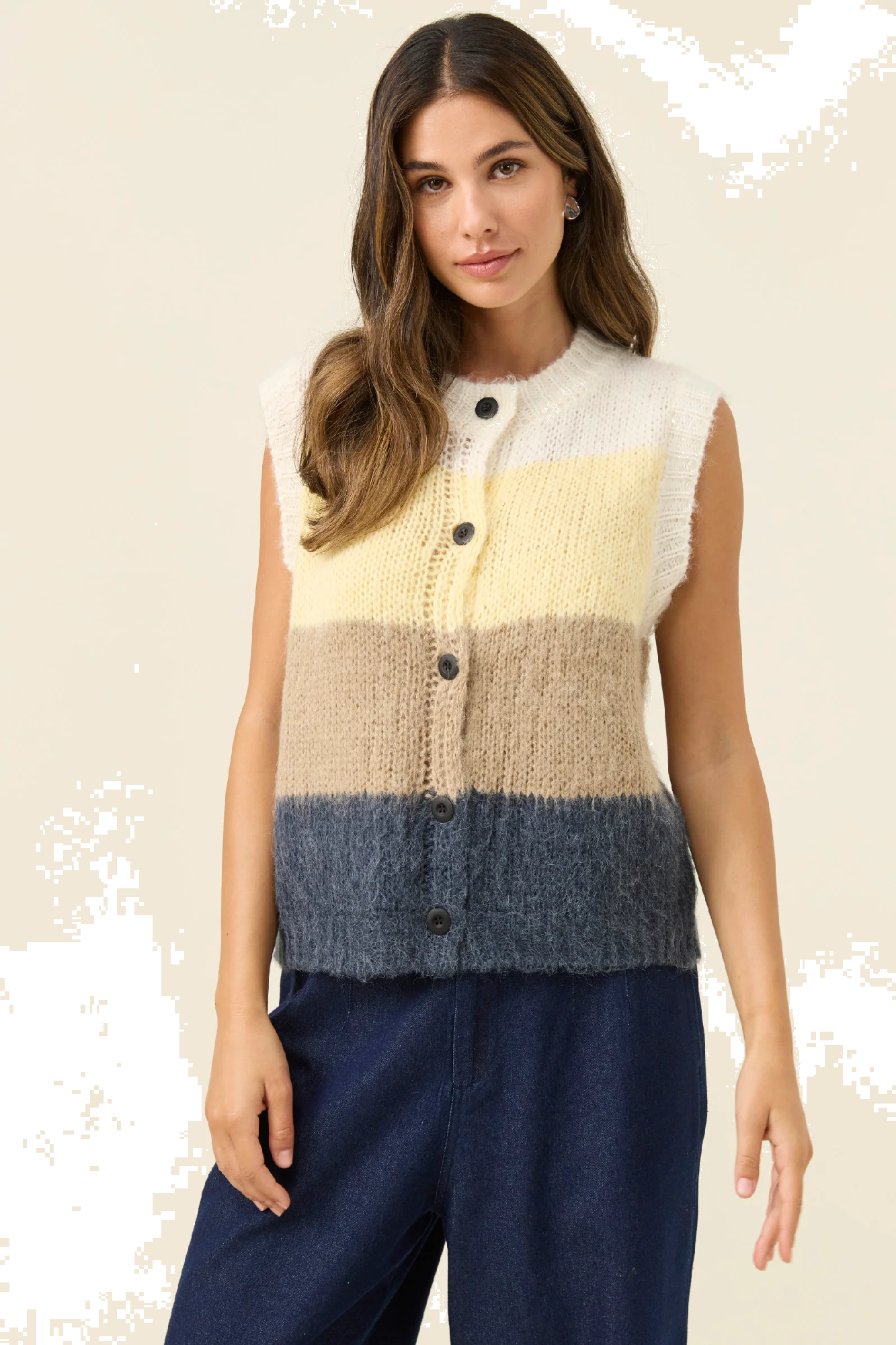 Pallas Stripe Knit Vest Butter [sz:small]