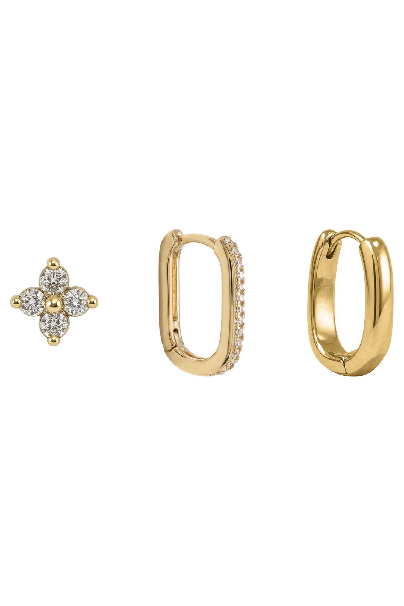 Heritage Trio Earrings - Star / Hoop Gold