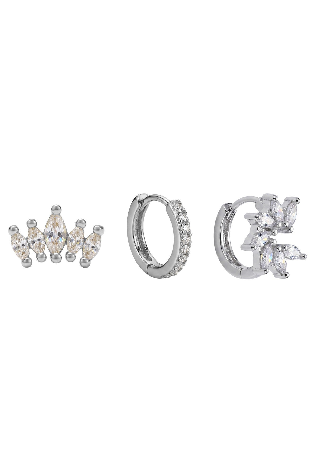 Heritage Trio Earrings - Crown Silver
