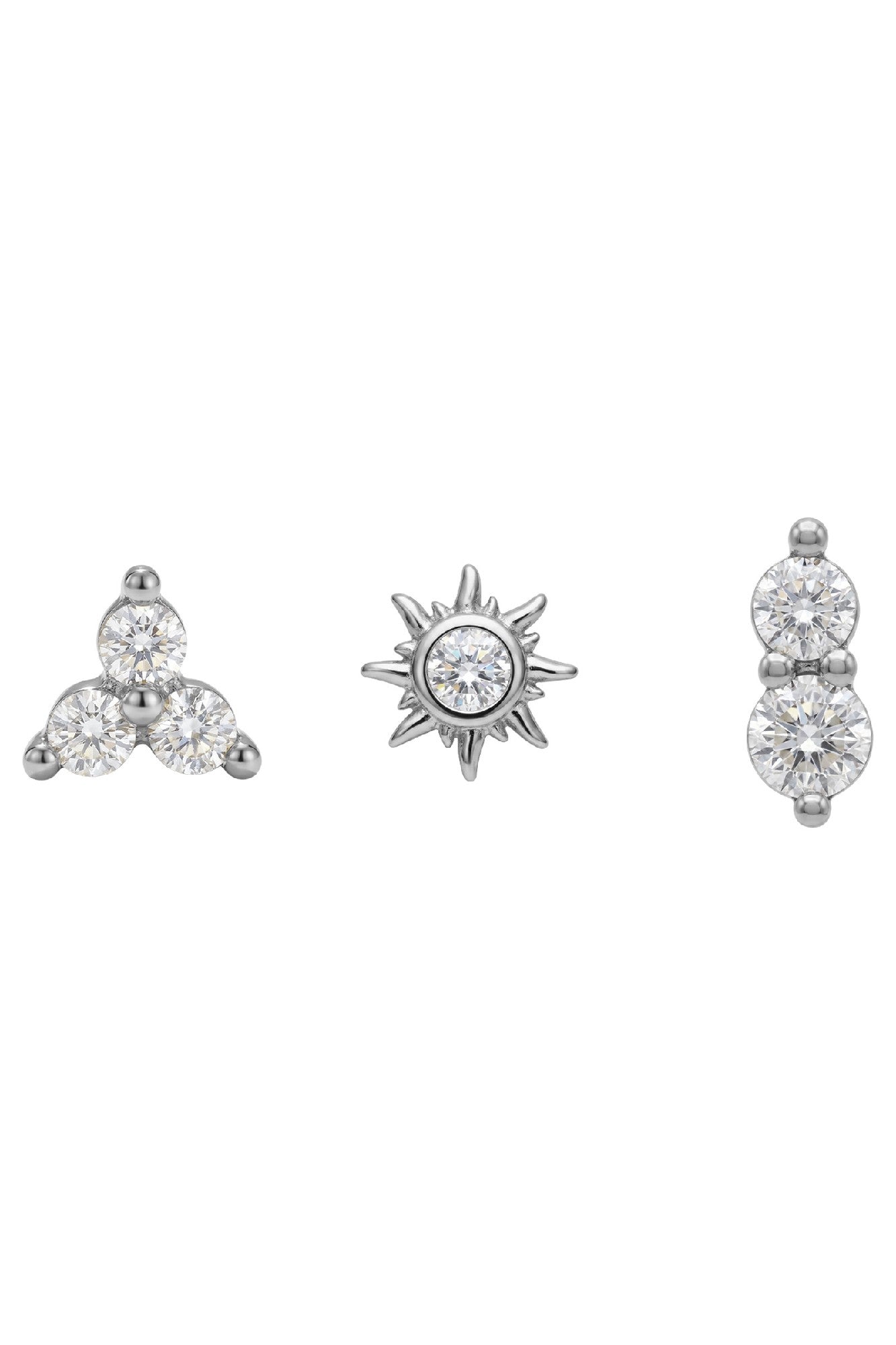 Heritage Trio Earrings - Diamante Silver