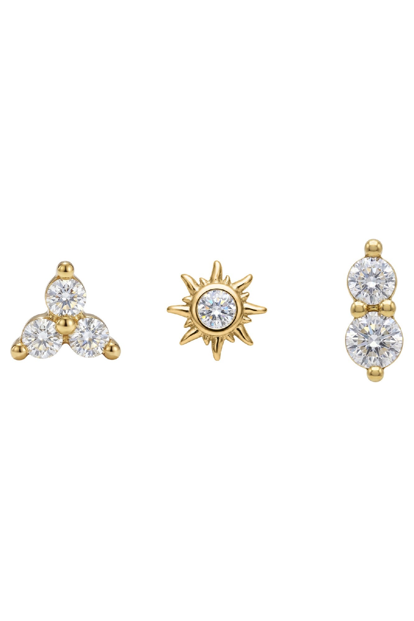 Heritage Trio Earrings - Diamante Gold