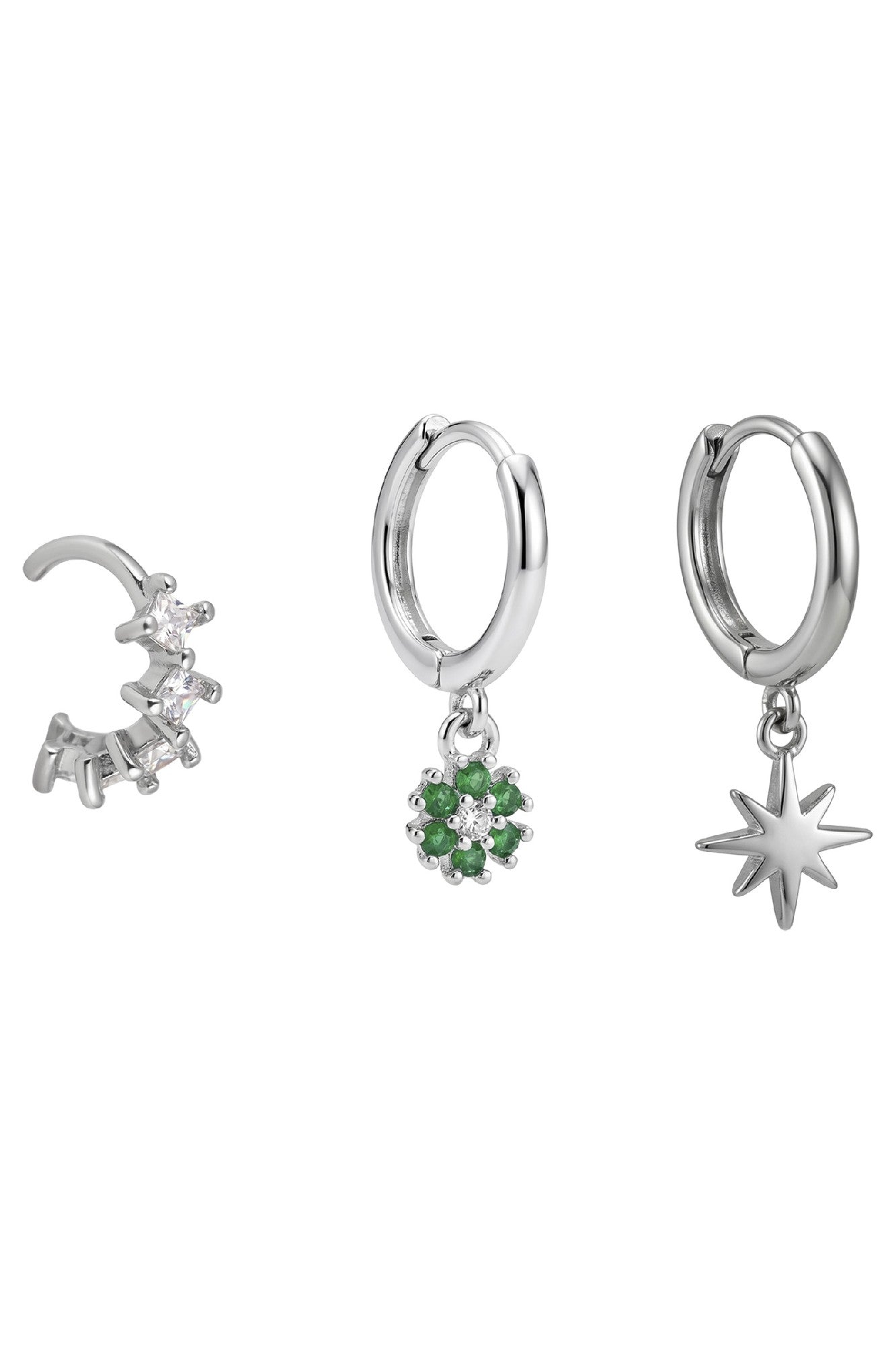 Heritage Trio Earrings - Emerald