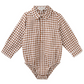 Oliver Long Sleeve Button Romper Cocoa Gingham [sz:000]