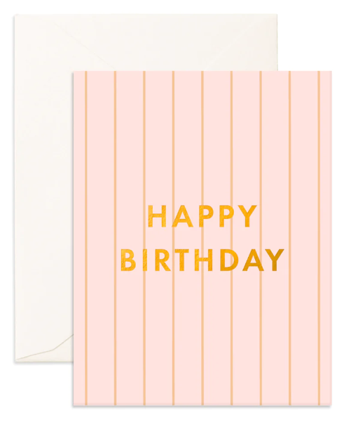 Birthday Peony Pinstripe Greeting Card